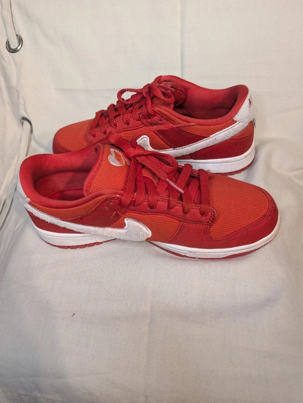 Nike Kids Red Valentine Dunk Sneakers with White/Lite Pink Swoosh